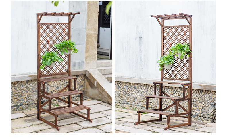 Gỗ chống ăn mòn ban công hoa đứng loại sàn nhiều lớp gỗ rắn vách ngăn chậu hoa trang trí sân vườn lưới chậu chậu giá - Kệ giá sách cho bé