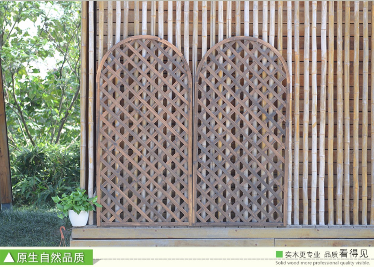Vách ngăn gỗ hiên hàng rào gỗ lưới gỗ khung hoa carbonized hàng rào vườn hàng rào leo leo khung lan can - Màn hình / Cửa sổ vach ngan phong