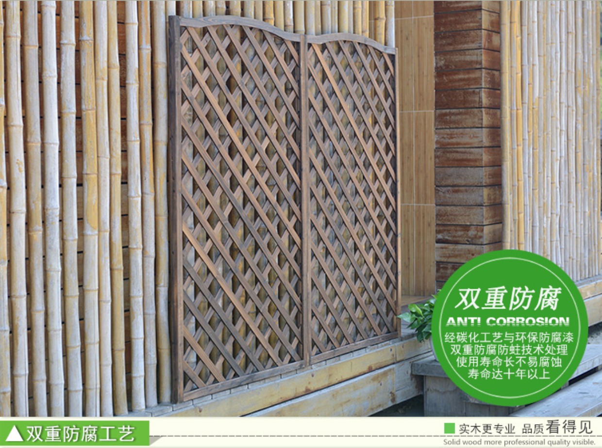 Vách ngăn gỗ hiên hàng rào gỗ lưới gỗ khung hoa carbonized hàng rào vườn hàng rào leo leo khung lan can - Màn hình / Cửa sổ vach ngan phong