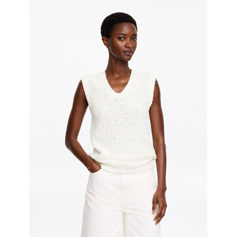 Diva Arket Women's Summer Cotton Loop Yarn Slim Fit U-Neck Sleeveless Knitted Vest 1352262001