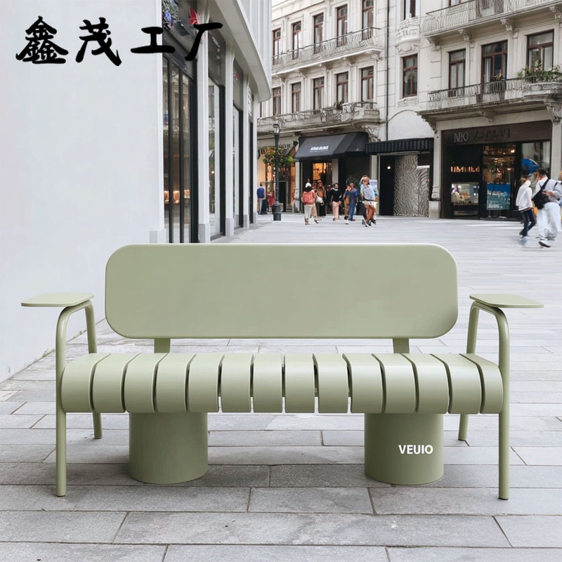 Retro Light Green Integrated Backrest Chair Outdoor Patio Table and Chair Milk Tea Shop Cafe Leisure Chair Creative Leisure Area
