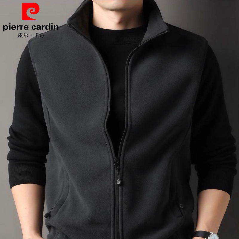 Pierre Cardin Winter Men's Fleece Vest Double-Sided Austrian Fleece Thickened Warm Vest Middle-Aged Casual Loose Fit Men Pierre Cardin Winter Men's Fleece Vest Double-Sided Austrian Fleece Thickened Warm Vest Middle-Aged Casual Loose Fit Men