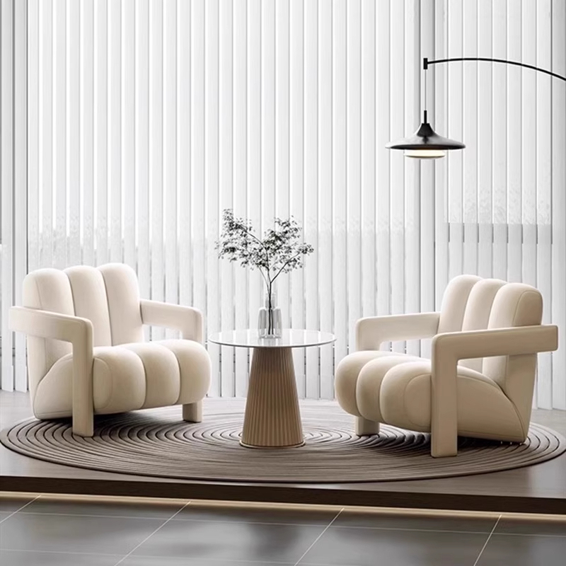 Retro Style Single Sofa Chair for Living Room Balcony Leisure Chair Designer Light Luxury High-End Single Chair Internet Celebrity Style