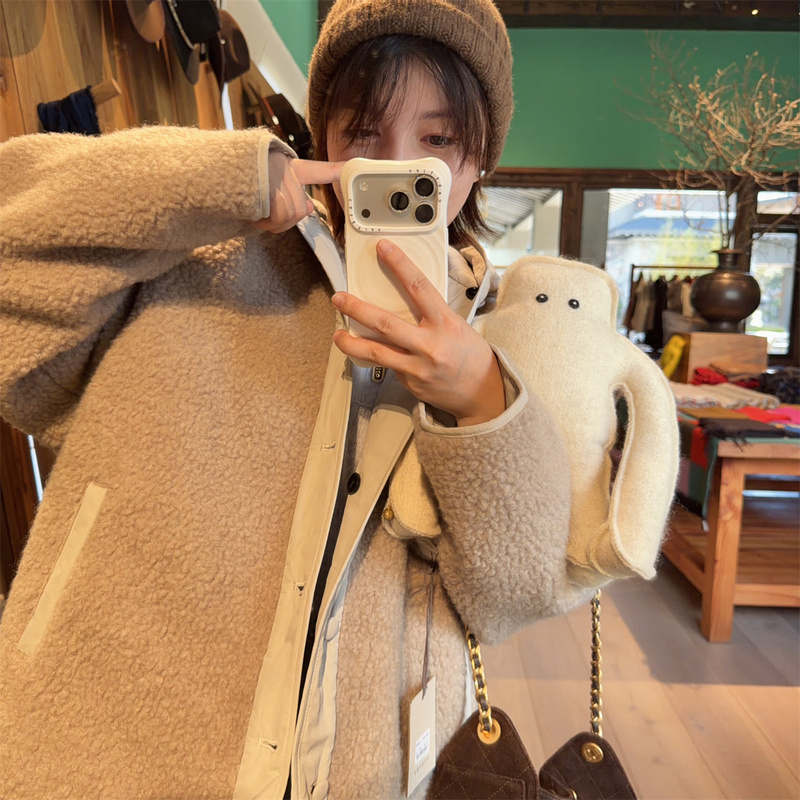Upgrade! the Product You'Ve Been Waiting For~ Fluffy and Warm, Thickened with a Warm Inner Lining of Lamb Wool, Hooded Jacket for Women