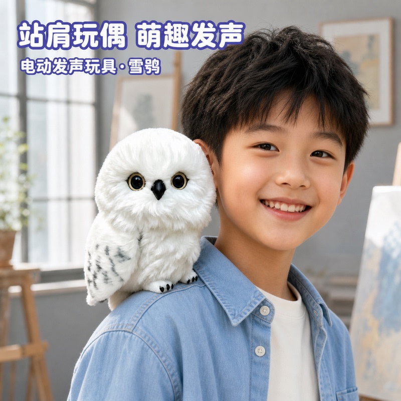 Beijing Universal Hyde Harry Weasley Owl Shoulder Interactive Voice-Controlled Snowy Owl Messenger Plush Toy Cinema Potter