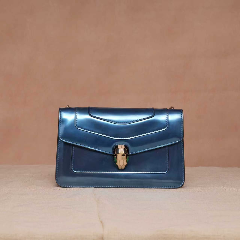 Bvlgari Bvlgari High-End Luxury Brand, 99% New, Classic Peacock Blue Patent Leather Snake Head Shoulder Crossbody Bag Wz Bvlgari Bvlgari High-End Luxury Brand, 99% New, Classic Peacock Blue Patent Leather Snake Head Shoulder Crossbody Bag Wz