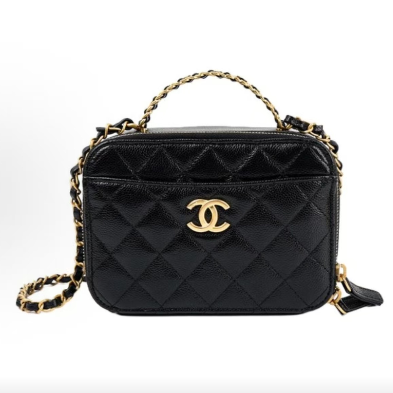 Chanel Luxury Brand 99% New Textured Embossed Leather Camera Makeup Handbag for Women Wz