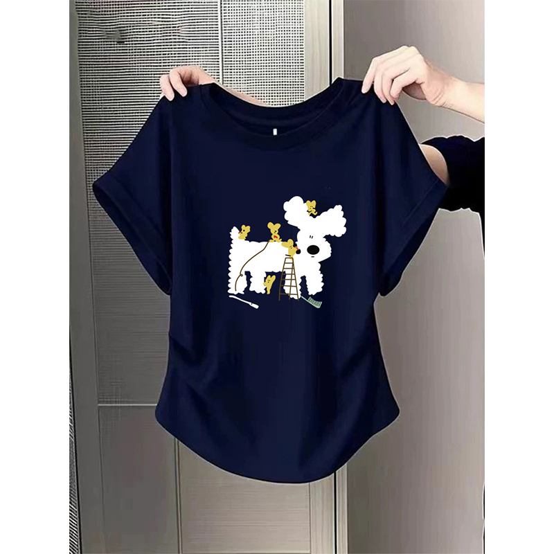 2026 New Style Short-Sleeved T-Shirt with Small Flutter Sleeves, Regular Shoulder, Pure Cotton, Women's Design, Waist-Cinching, Slim-Fit, Flattering Top for Summer