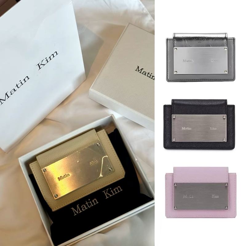 Korean Matin Kim Organ Logo Leather Chain Card Holder Mini Wallet Id Holder