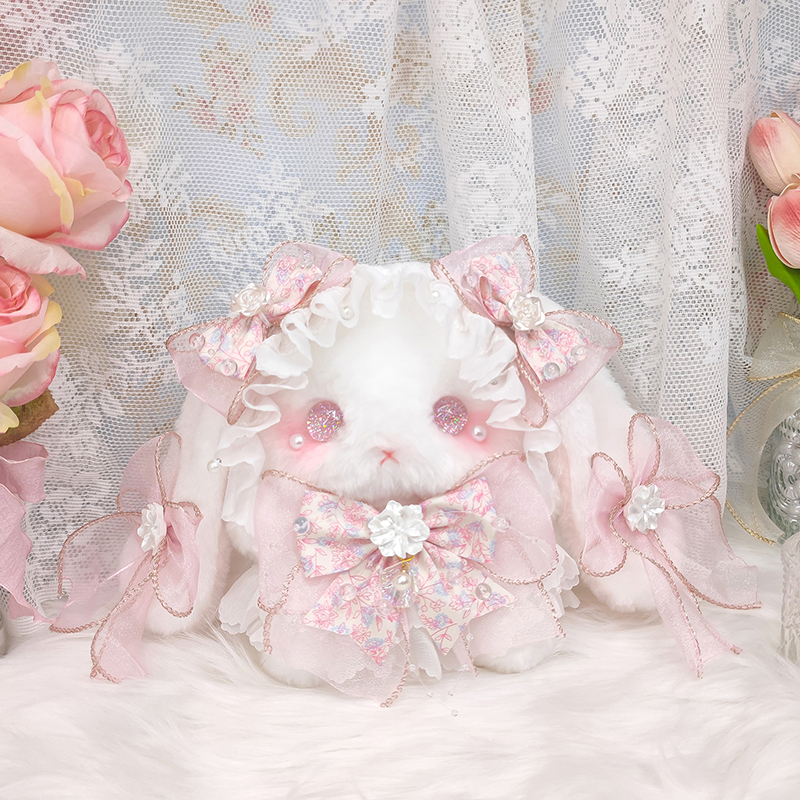 (Gardenia) Bears beasts Lolita coveted rabbit doll bag original butterfly knot cute plush bag pearl hand work-Taobao