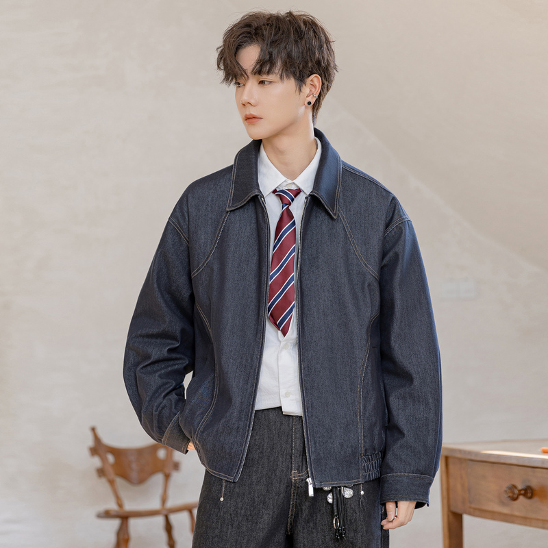 Men's Jacket Spring 2026 New Style High-End Cool Workwear American Denim Jacket Casual Clothes Trendy and Handsome