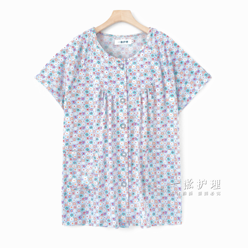 Yisong Nursing Clothing Pure Cotton Easy-To-Wear Hospital Gown for Bedridden Elderly, Fracture, Infusion, Picc-Specific Clothing Top for Women