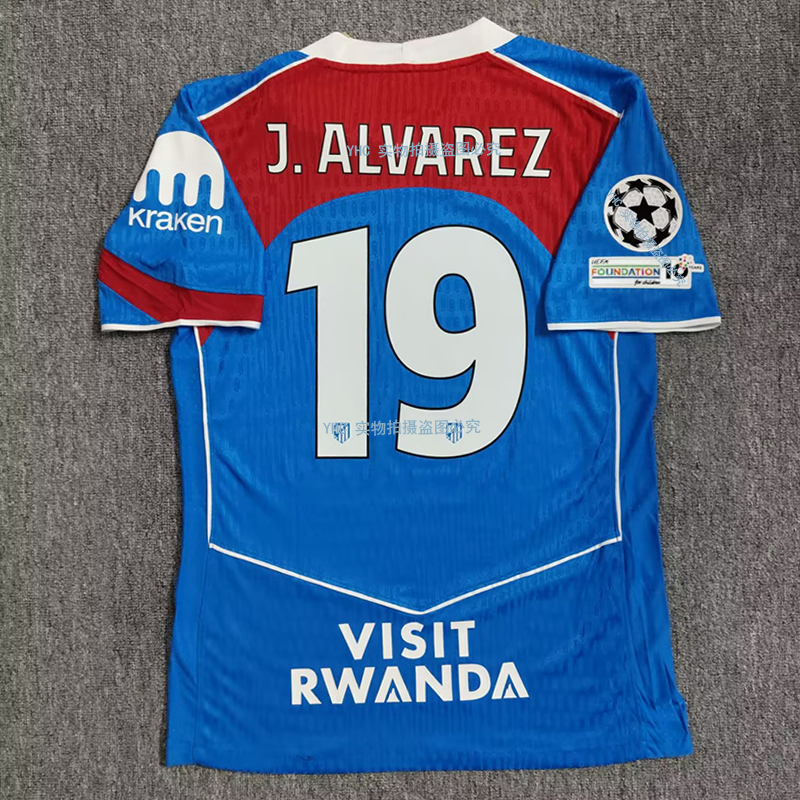 2526 Ma Erjing Away Jersey No. 19 Alvarez Jersey No. 7 Griezmann Player Short-Sleeved Football Uniform 2526 Ma Erjing Away Jersey No. 19 Alvarez Jersey No. 7 Griezmann Player Short-Sleeved Football Uniform