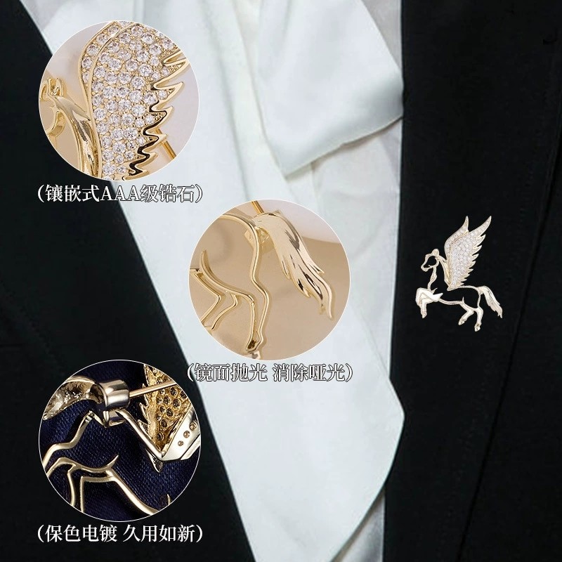 Fashionable Brooch, Cartoon Cute Zodiac Animal Brooch for the Year of the Horse, Light Luxury, Unisex, High-End Suit Clothing Brooch