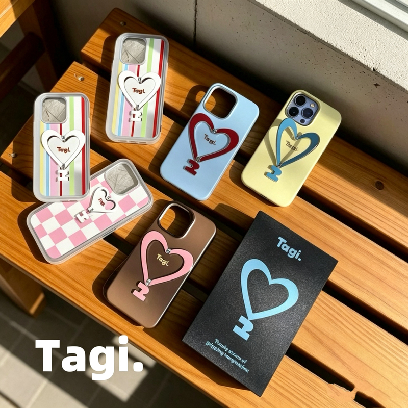 Tagi. "Make People Happy" Metal Stand Leather Heart-Shaped Phone Case with Niche Design Suitable for iPhone