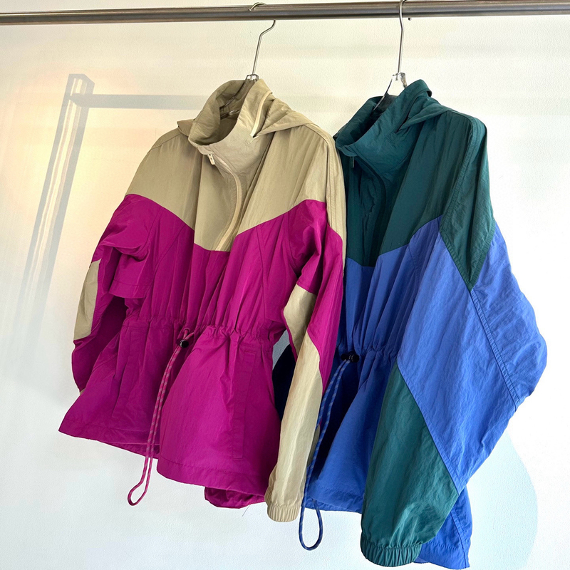 Evergren Half-Zip Sports Sun Protection Jacket with Hood, Softshell Windbreaker, Hiking Color-Blocking Outdoor Women's Jacket