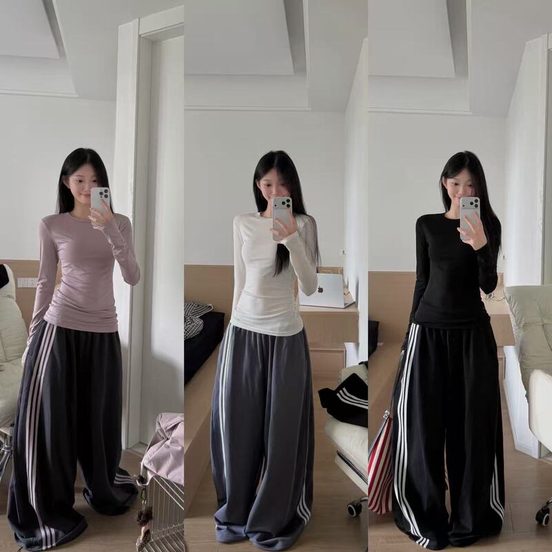 Little Wai American Retro Color-Block Striped Asymmetrical Three-Stripe Sweatpants Unisex Street Dance Sports Loose Wide-Leg Pants Little Wai American Retro Color-Block Striped Asymmetrical Three-Stripe Sweatpants Unisex Street Dance Sports Loose Wide-Leg Pants