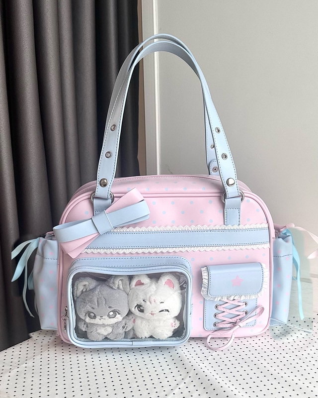 [in Stock] Wwawa Polka Dot Lop-Eared Doll Can Be Carried in Four Ways, Can Hold Two 10cm Dolls