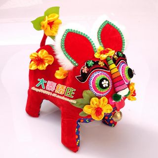 加大纯手工刺绣布老虎特色民间枕头宝宝满月百天周岁送老外礼品