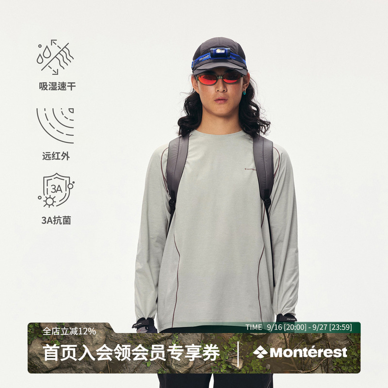 Instant Mountain Monrest Outdoor Quick-Drying Antibacterial Sports Long-Sleeve Top Retro Color-Block Loose Casual T-Shirt
