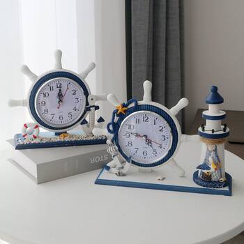 Mediterranean clock creative clock table display tabletop living room bedroom silent home desktop clock