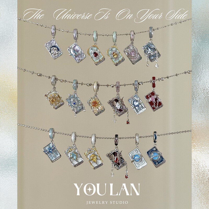 Youlan Original Tarot Card Full-Body S925 Sterling Silver Necklace Pendant DIY Bracelet Zodiac Gift Niche