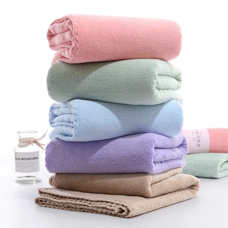 Factory Coral Velvet Bath Towel for Men and Women, Large Plain Towel with Trimmed Edges, Soft and Absorbent Beach Towel