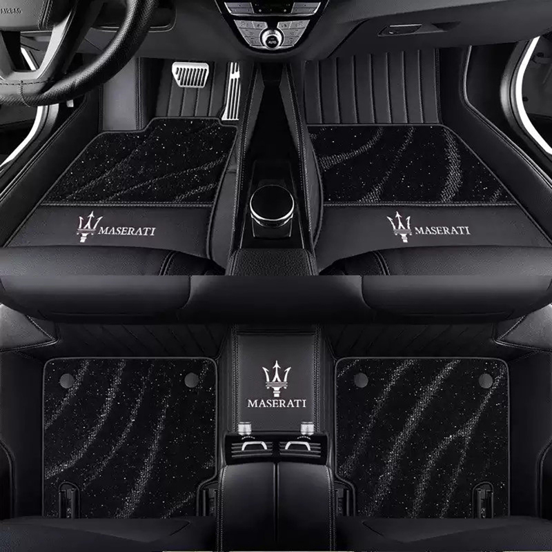 Special Maserati Levante Car Full Surround Floor Mats, Grey President Genuine Leather Carpet