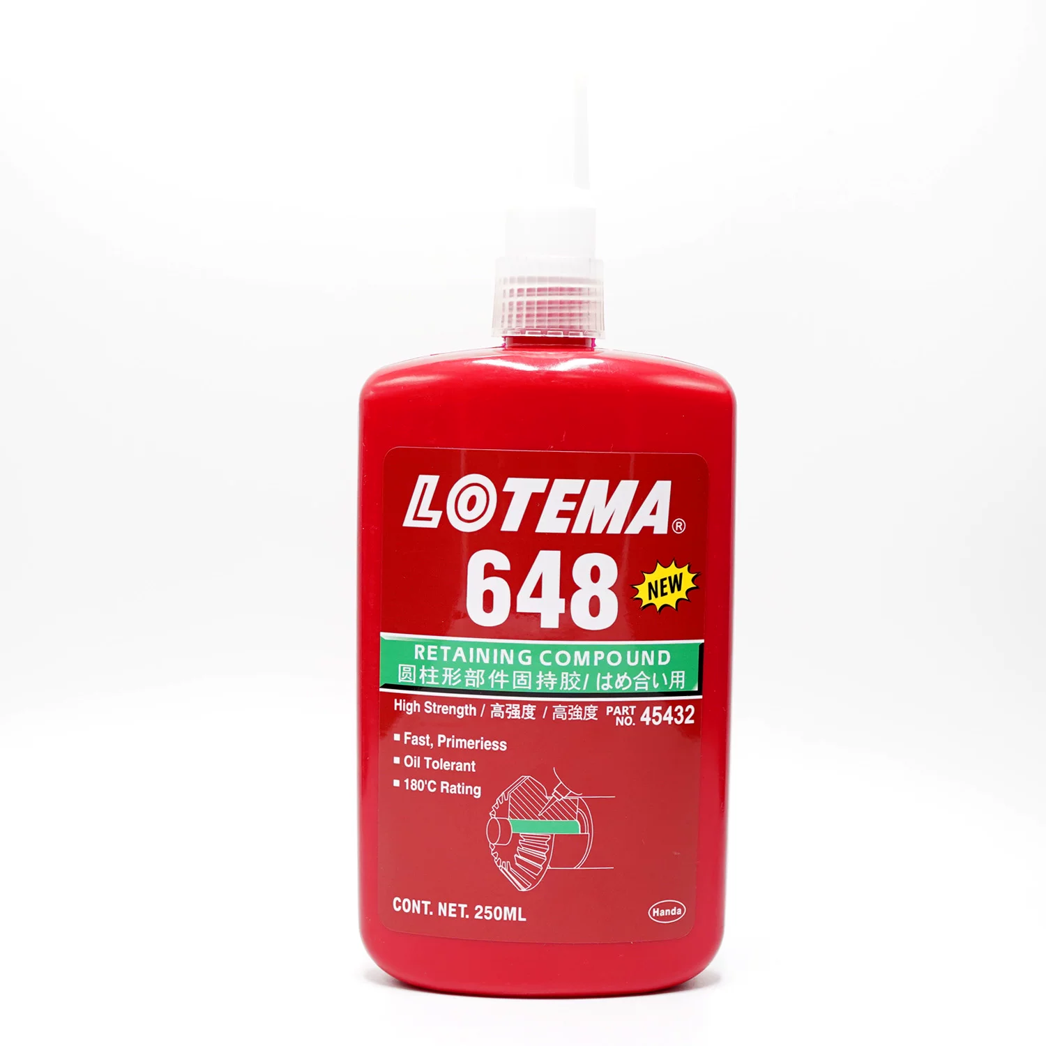 LT648 цилиндрические детали удерживающее клея Hongda Loctite 648 фиксация резьбы герметик анаэробный клей 250мл10м