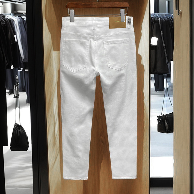 High-End Three-Proof Technology Men's Jeans, Youth Slim Straight-Leg Skinny Pants, Stain-Resistant, Dirt-Resistant, White Stretch Trousers High-End Three-Proof Technology Men's Jeans, Youth Slim Straight-Leg Skinny Pants, Stain-Resistant, Dirt-Resistant, White Stretch Trousers