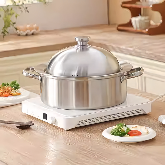 Stainless Steel Thickened Steamer Rack with Water Tray for Kitchen Use, Grid Rack, Steaming Tray, Steamer Basket, Ufo-Shaped Steaming Plate with Lid