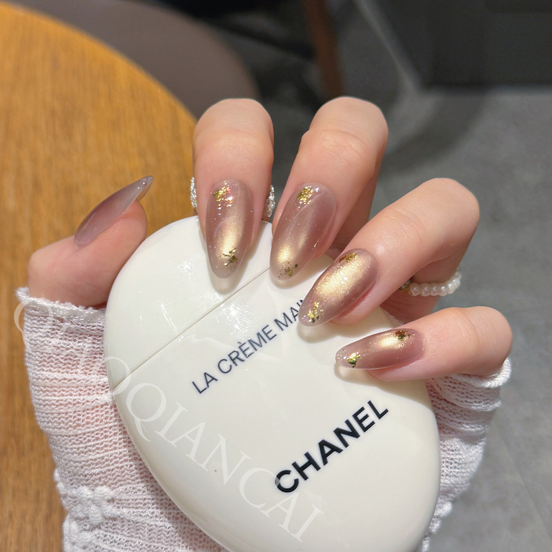 【Osmanthus Brew】Qiao Xiancai Sparkling Gold Foil Cat Eye Autumn/Winter Style Light Luxury Handmade Wearable Nail Art Stickers