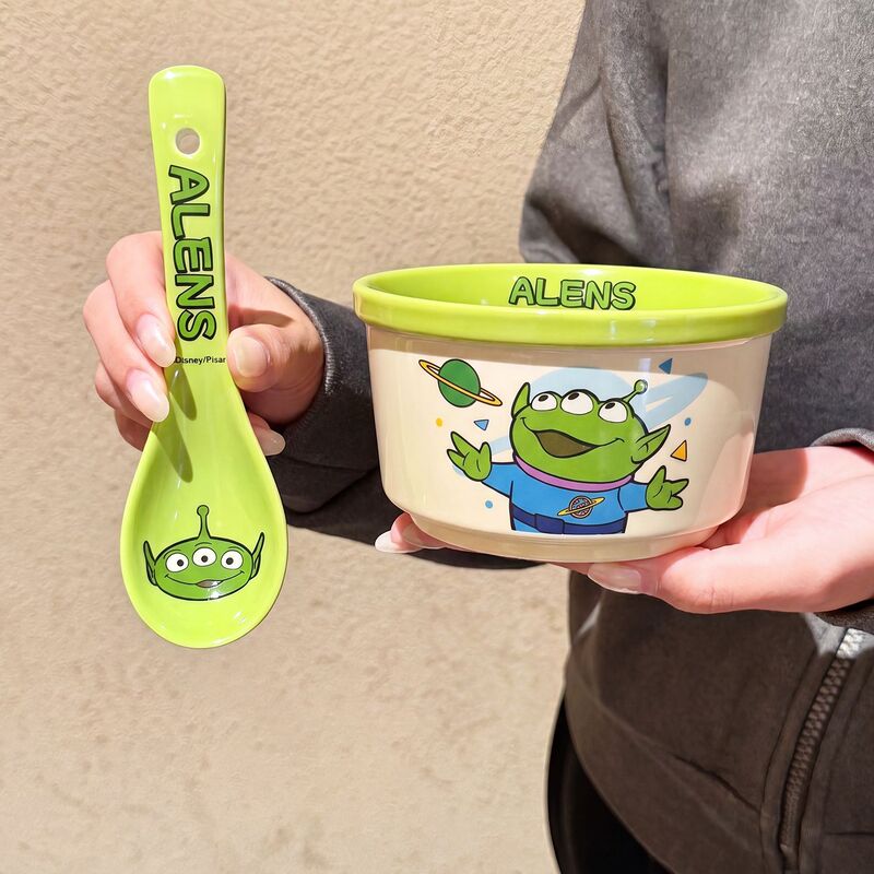 Three-Eyed Boy Ceramic Rice Bowl, Spoon, Chopsticks, Cute Household Dining Set, Personal Use, Beautiful Children's Tableware Gift Set