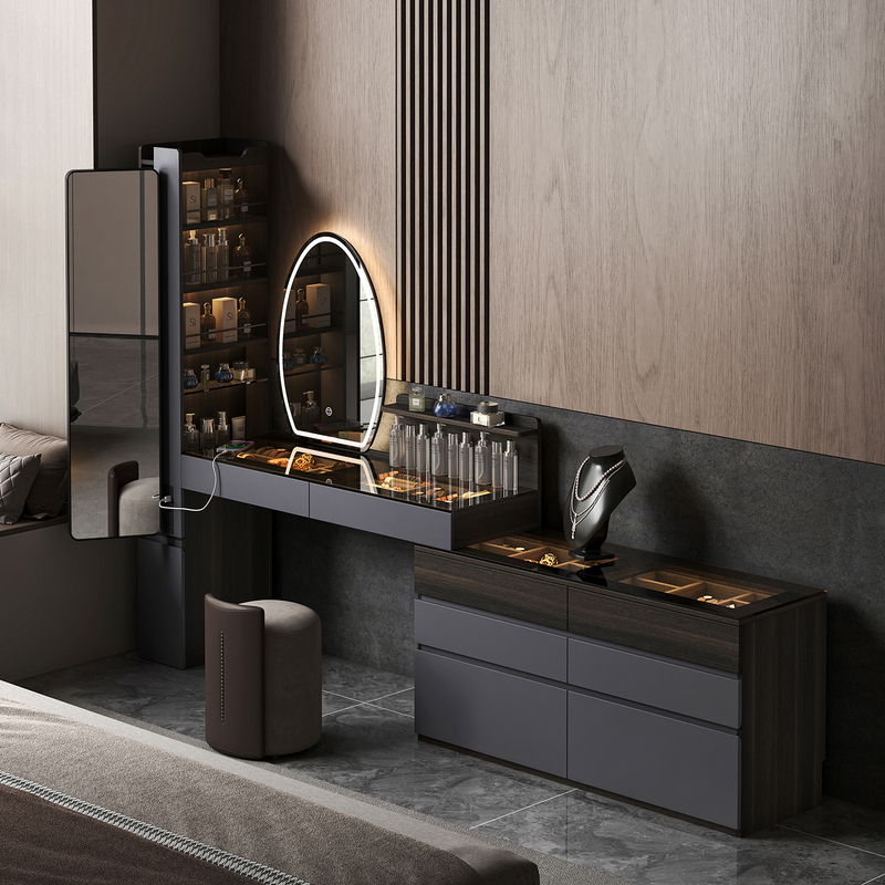Mige Italian-Style Large-Capacity Bedside Chest of Drawers, Dressing Table, Dressing Mirror, Storage Cabinet, Integrated High-End Light Luxury Makeup Table Mige Italian-Style Large-Capacity Bedside Chest of Drawers, Dressing Table, Dressing Mirror, Storage Cabinet, Integrated High-End Light Luxury Makeup Table