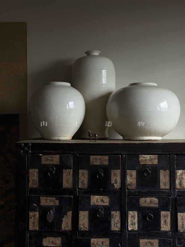 [Shan Shi] Song Dynasty Handmade Ceramic Extra-Large Moon Jar Vase White Clay Jar Plum Vase