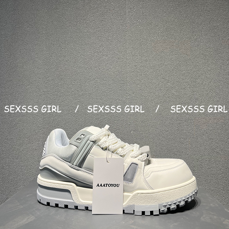 【Curated】Channel-Quality! New Thick-Soled Genuine Leather Chunky Sneakers, Sports Shoes, Casual Shoes