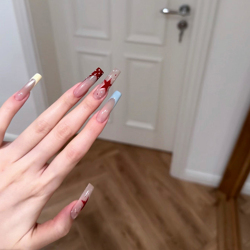 French-Style Dopamine-Inspired Mixed Wear Nail Art with Cat Eye, Polka Dots, Stars, Color Jumps, High-End Layered Handmade Nail Art French-Style Dopamine-Inspired Mixed Wear Nail Art with Cat Eye, Polka Dots, Stars, Color Jumps, High-End Layered Handmade Nail Art