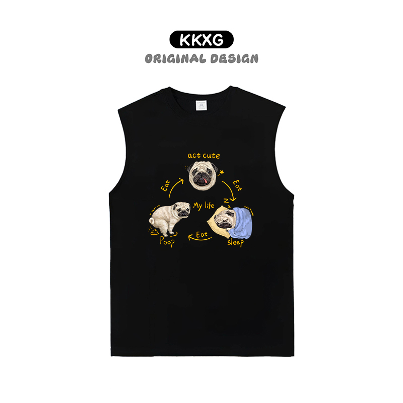 【Three Points in a Line·Pug】230G Pure Cotton Vest, Unisex Summer Puppy Vest