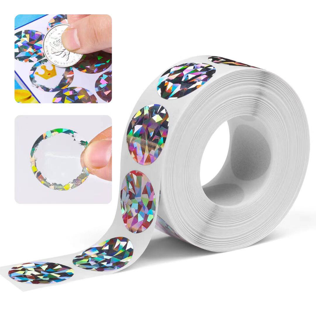 円形ゲームステッカー、クリエイティブな宝くじコーティング、ホログラフィックレーザースクラッチフィルム、スクラッチステッカー、コーティングステッカー