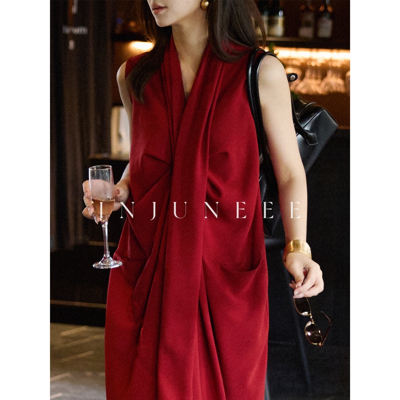 Liu Jiujiu Injuneee Love at First Sight Red Dress Women's Summer Sleeveless Tank Dress Stylish Dress Liu Jiujiu Injuneee Love at First Sight Red Dress Women's Summer Sleeveless Tank Dress Stylish Dress