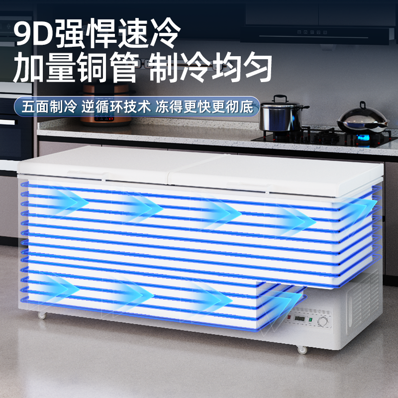 Snowflake First-Class Energy-Efficiency Freezer Commercial Large-Capacity Horizontal Freezer Dual-Temperature Refrigeration and Freezing Household Freezer