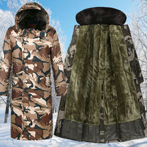 Winter cold-proof camouflage long cotton coat mens velvet thickened cotton jacket warm labor protection clothing hooded cold storage work clothes