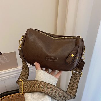 Boston bag women’s 2025 new high-end baguette wide-band cross-body bag is popular this year