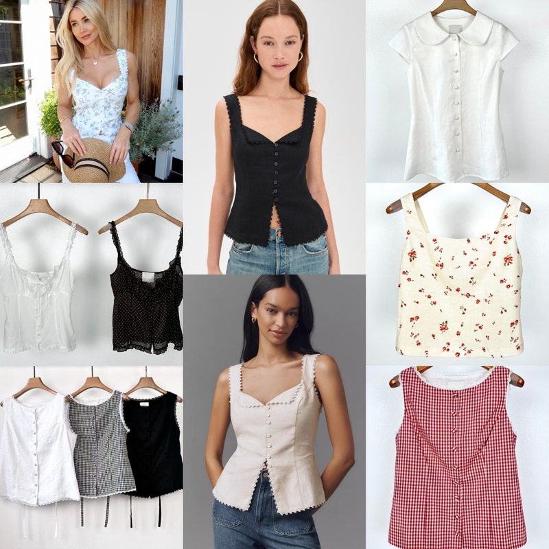 R~Ef Pure Tail Single Three-Color Linen Lace Trim Patchwork Sleeveless Vest