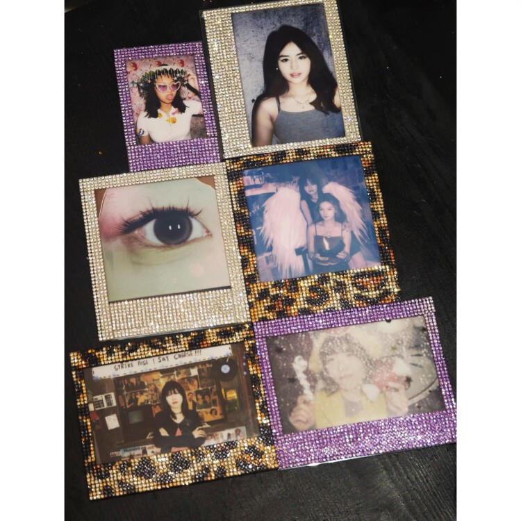 【Flashy Instant Photo】Polaroid Photo Paper DIY Rhinestone Strips, Glitter Rhinestone Card Film, Creative Retro-Style Hot Rhinestone Stickers