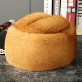 Imported Mink Fur Hat for Men, Full Mink Gentleman's Presidential Hat, Fur Peaked Cap, Middle-Aged and Elderly Golden Mink Fur Old Man's Hat