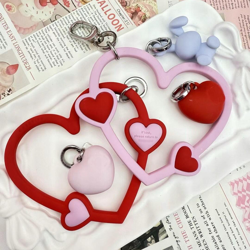 New Double Heart Wristband Key Ring Buckle Mobile Phone Case Accessories Pendant for Girls, Fashionable and Universal Mobile Phone Chain