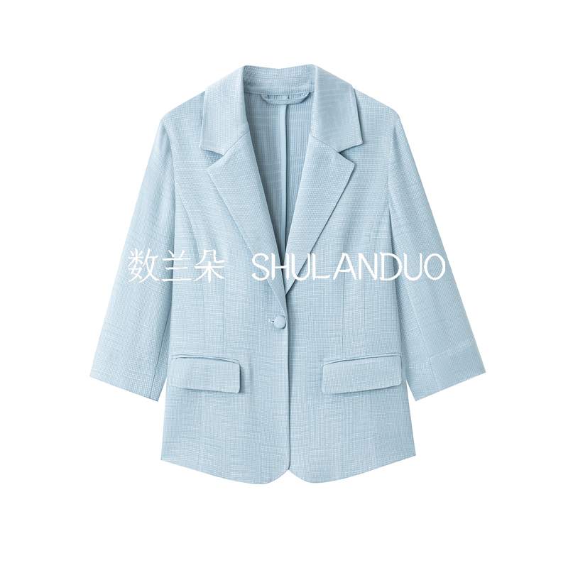 Acetate Suit: Sulando Jacquard Nine-Panel Style Elegant Waist-Cinching Blazer, Three-Quarter Sleeve Slimming Women's Jacket