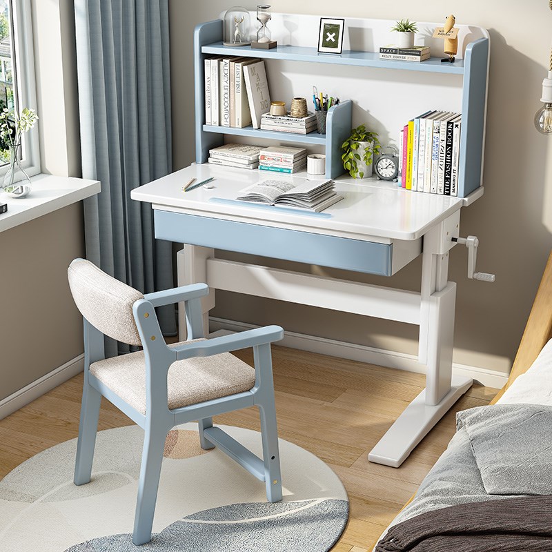 70/90cm multifunctional children's study table and chair all solid wood desk bookshelf integrated small apartment student writing desk
