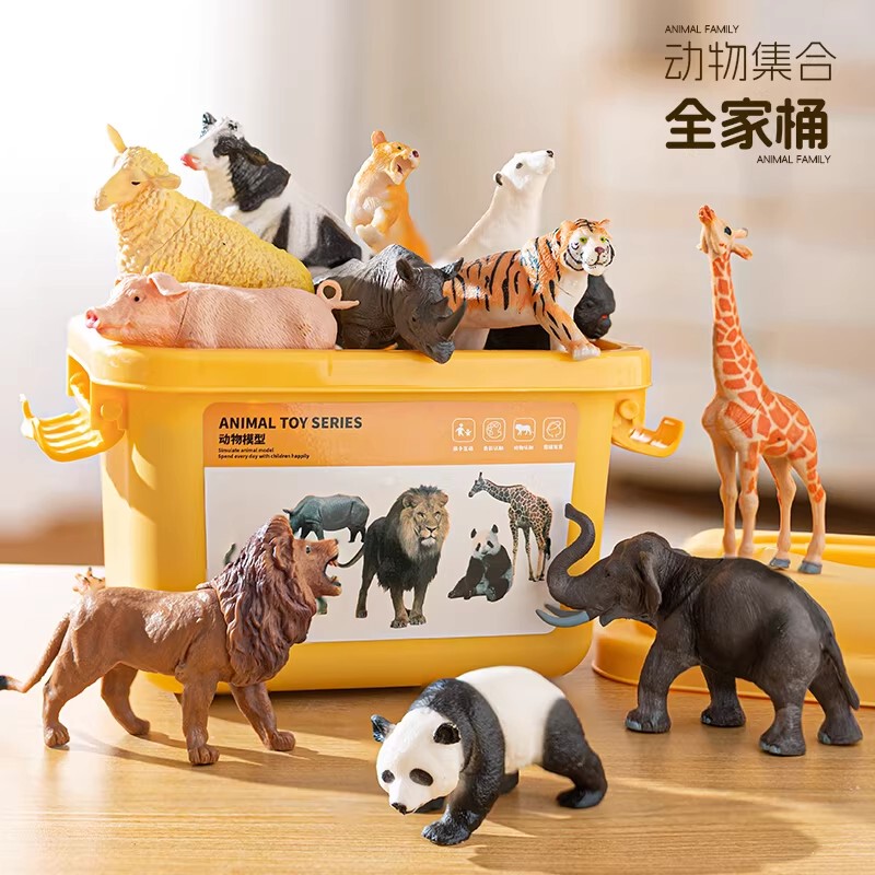 High-End Animal Family Simulation Doll Set Children's Educational Toys Lion Elephant Giraffe Handmade Model